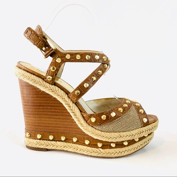 Michael Kors Jade hemp studded wedge sandals 8 M - Picture 7 of 16